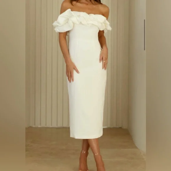 open lace back dress Long Sleeves Rehearsal Dinner Dress Lenora